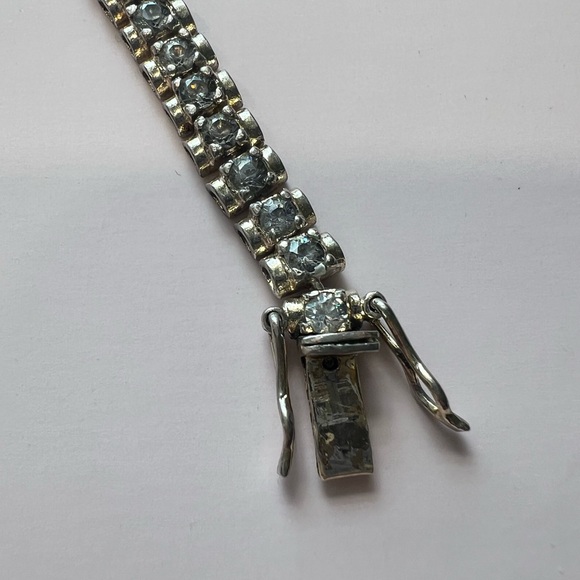 Sterling Vermeil cubic zirconia tennis bracelet - Picture 11 of 12